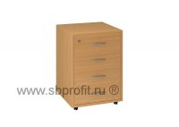 Тумба офисная подкатная, 4 ящика с замком