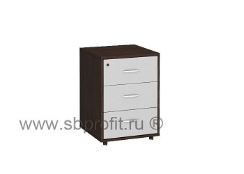 Тумба офисная подкатная, 3 ящика с замком