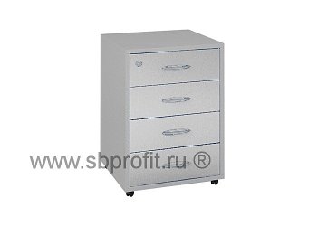 Тумба офисная подкатная, 4 ящика с замком