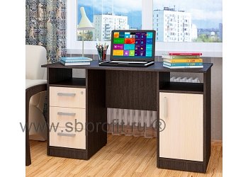 Стол письменный двухтумбовый с ящиками и дверцей