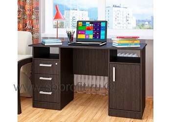Стол письменный двухтумбовый с ящиками и дверцей