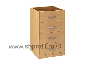 Тумба офисная приставная, 4 ящика, (без топа)